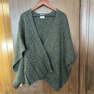 Bonner Of Ireland Poncho Green Speckled Cable Knit Cape Irish